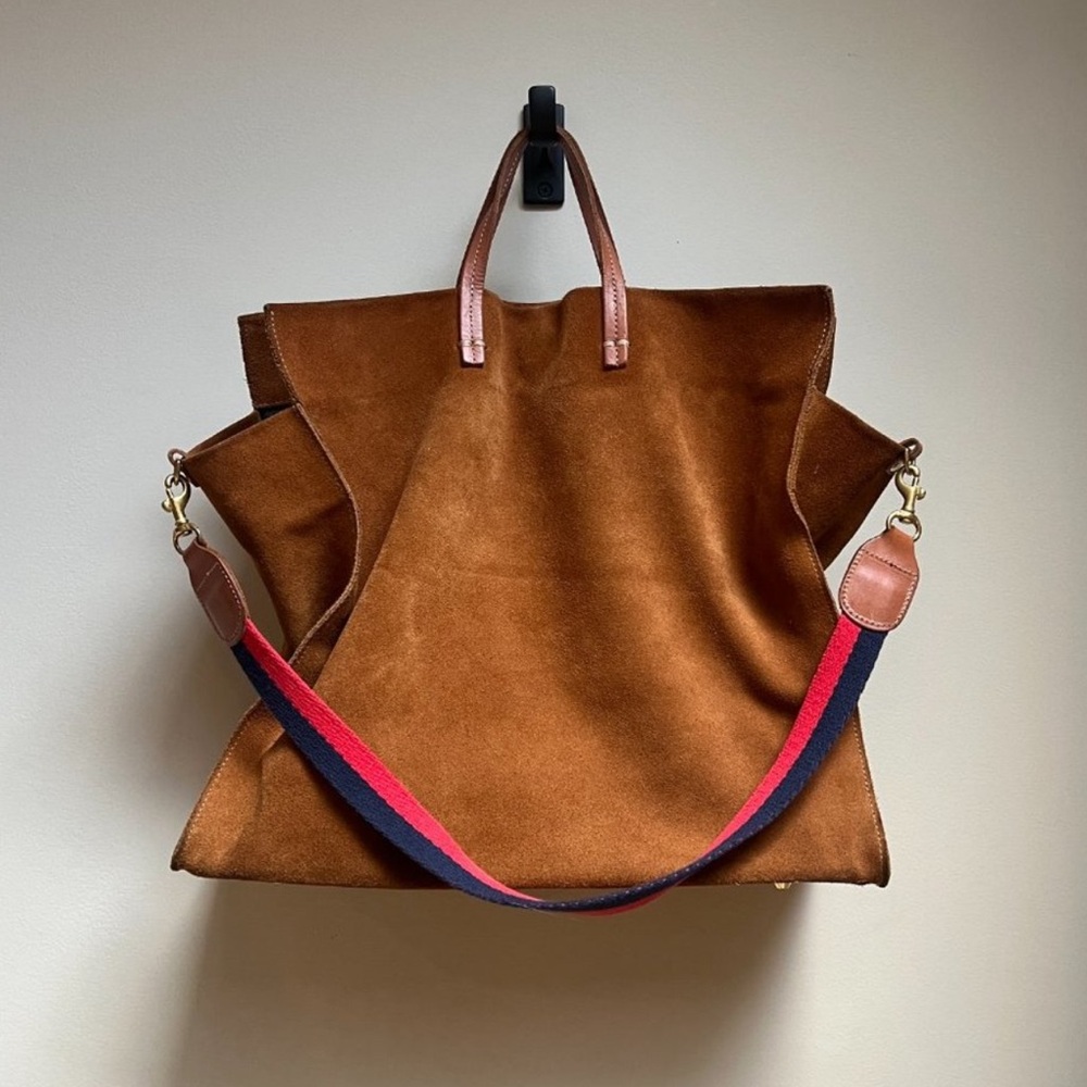 Clare V. Simple Tan Suede Tote Shoulder Bag